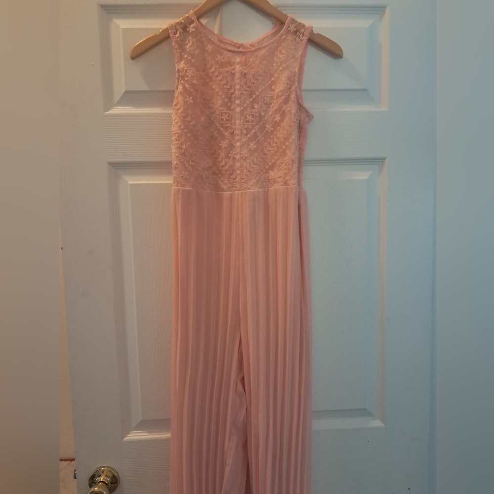 Kensie Girl Pink Lace Detailed Jumpsuit
